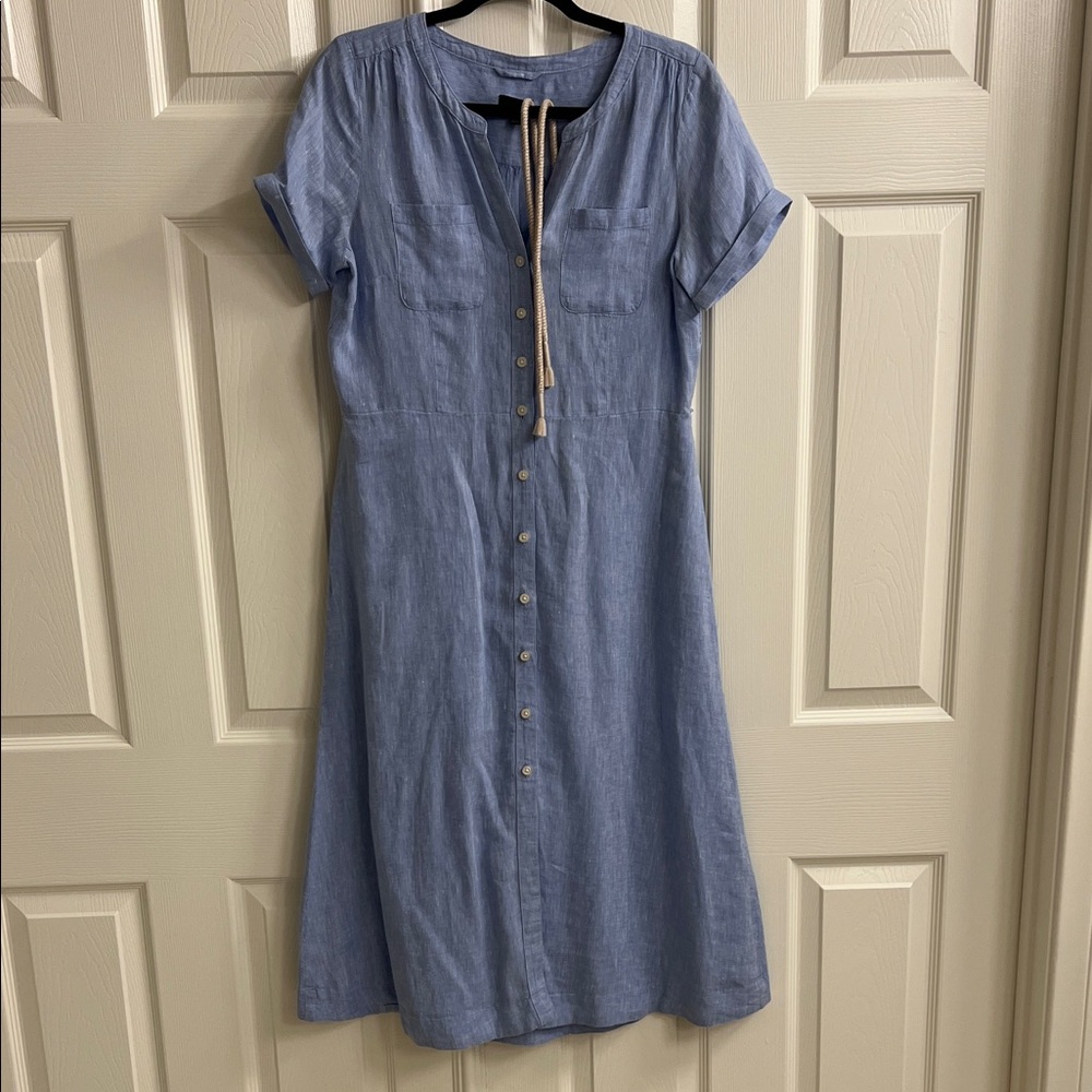 Talbots Light Blue Midi Dress with Button Detail